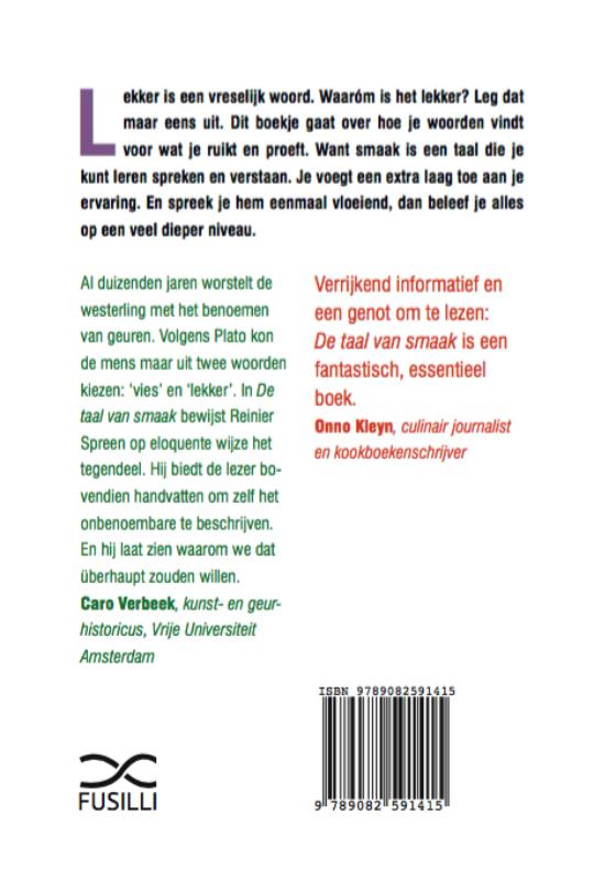 Achterkant van De taal van smaak