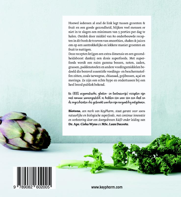 Achterkant van Smoothies, shakes & juices