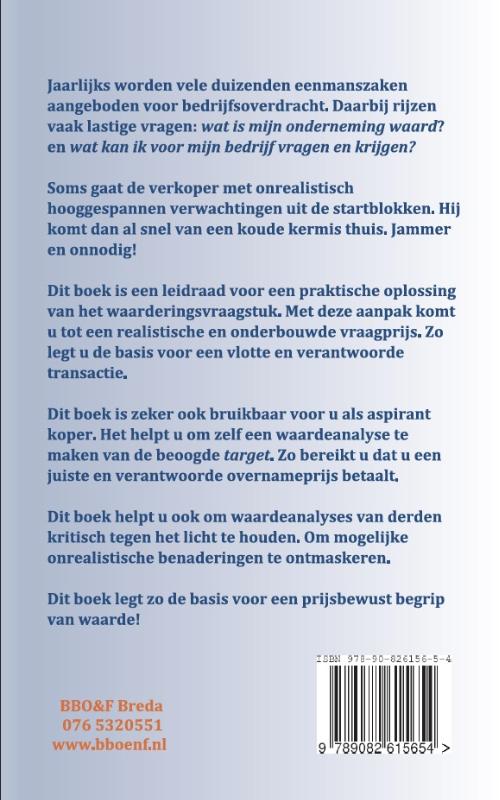 Achterkant van Waardering Eenmanszaak