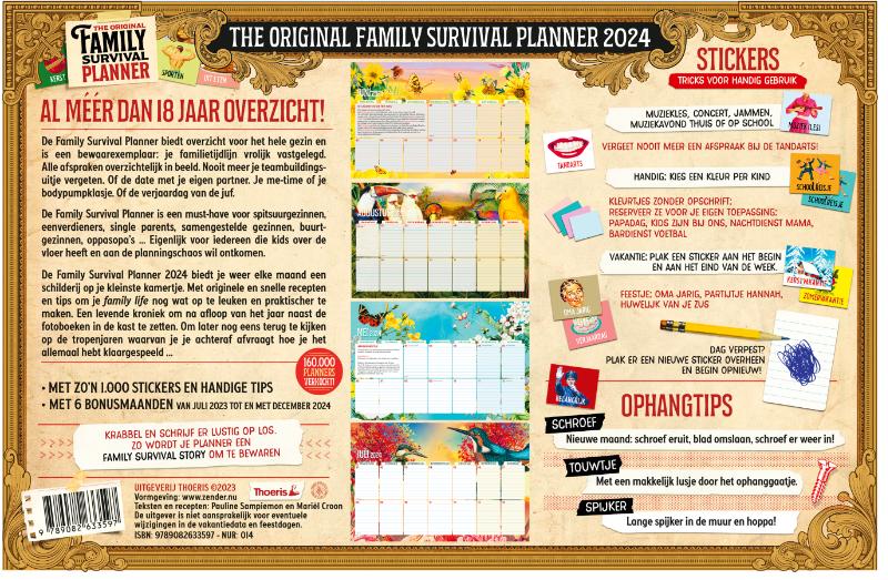 Achterkant van Family Survival Planner 2024