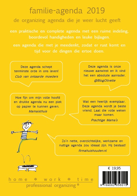 Achterkant van Familie-agenda 2019