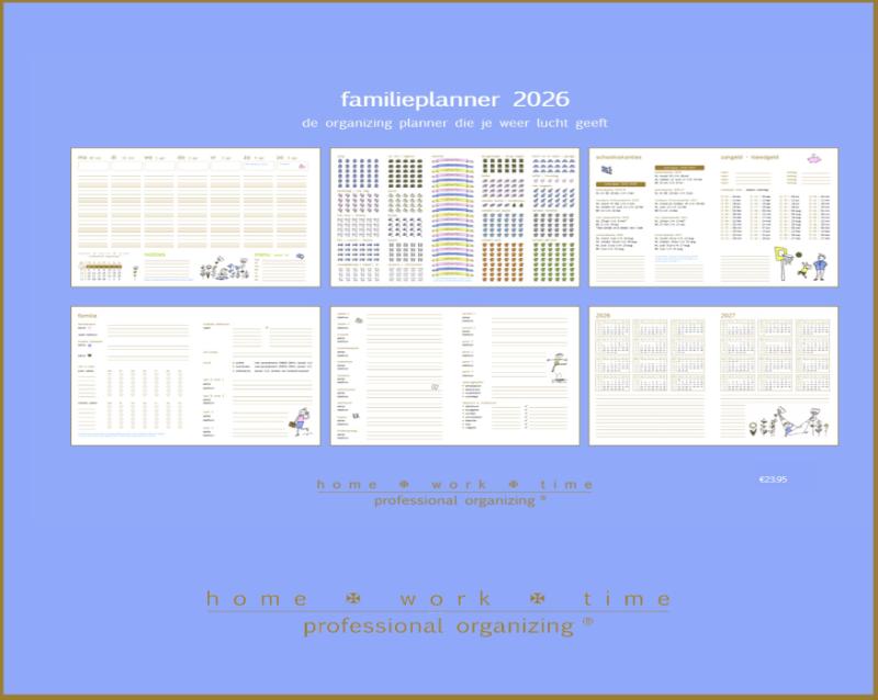 Achterkant van Homeworktime familieplanner 2026