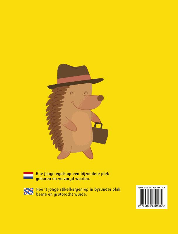Achterkant van Negen egels in een zandbak