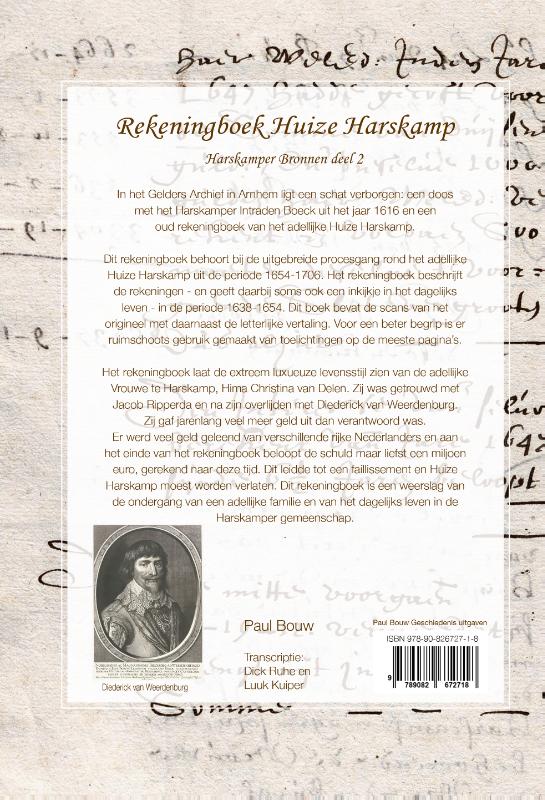 Achterkant van Rekeningboek Huize Harskamp