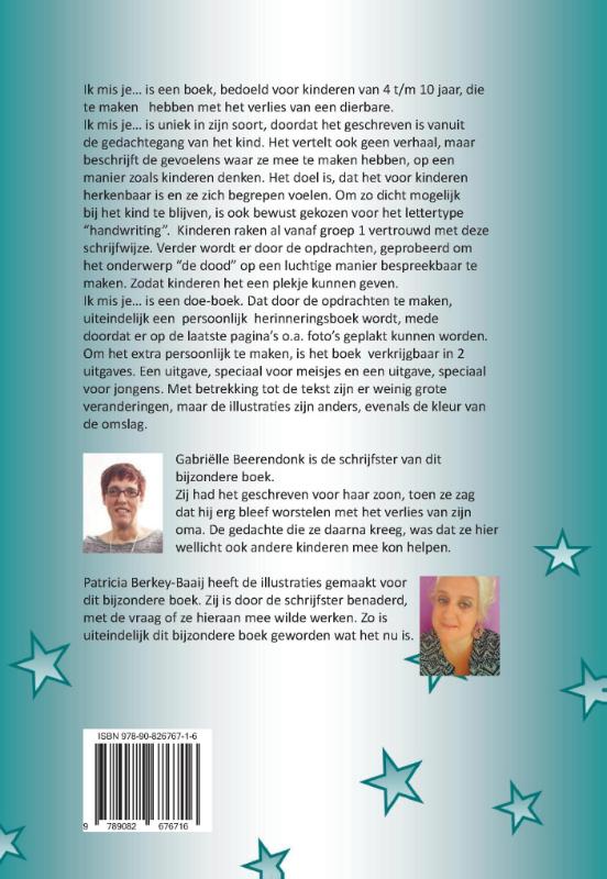 Achterkant van Ik mis je...