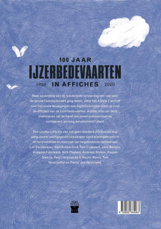 Achterkant van 100 jaar IJzerbedevaarten in affiches