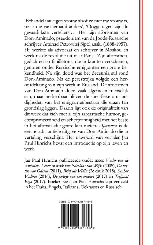 Achterkant van Aforismen