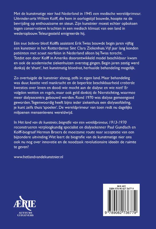 Achterkant van Het land van de kunstnier