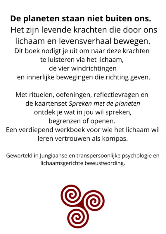 Achterkant van Spreken met de planeten
