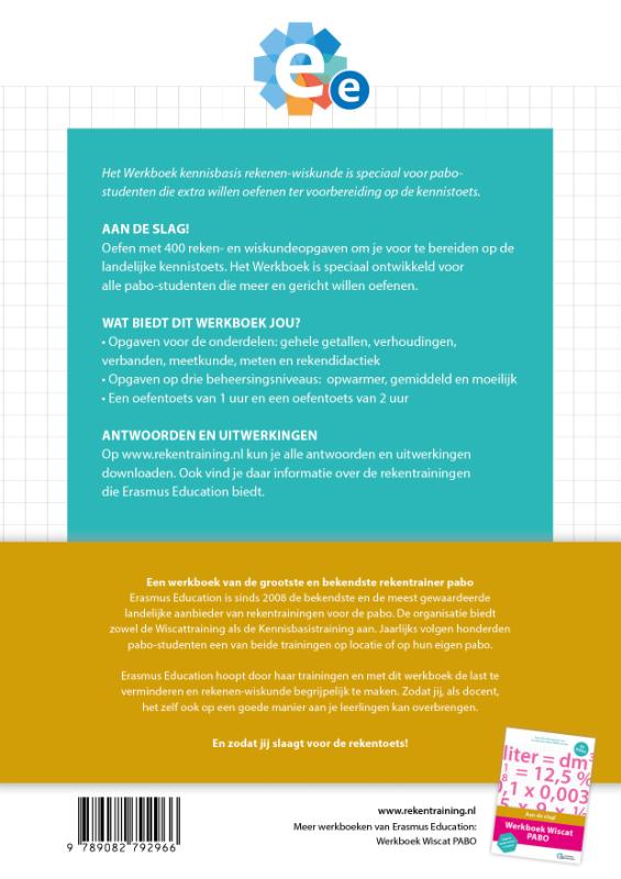 Achterkant van Werkboek kennisbasis rekenen-wiskunde PABO