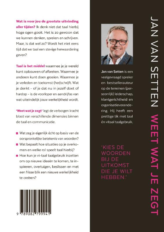 Achterkant van Weet wat je zegt