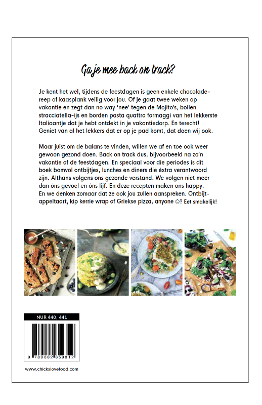 Achterkant van Het back on track - kookboek