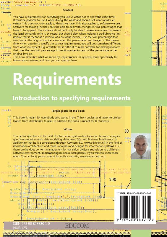 Achterkant van Requirements