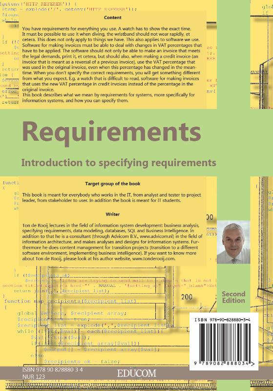 Achterkant van Requirements
