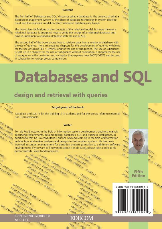 Achterkant van Databases and SQL