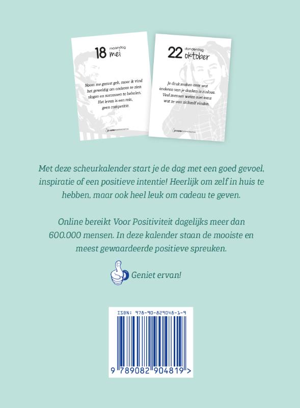 Achterkant van Scheurkalender positieve spreuken 2020