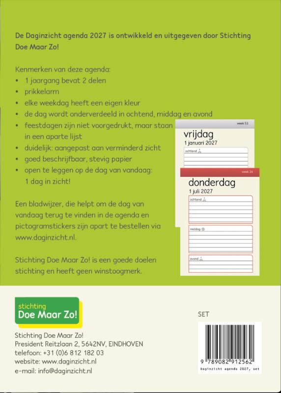 Achterkant van Daginzicht agenda 2027 : de agenda om niet te vergeten