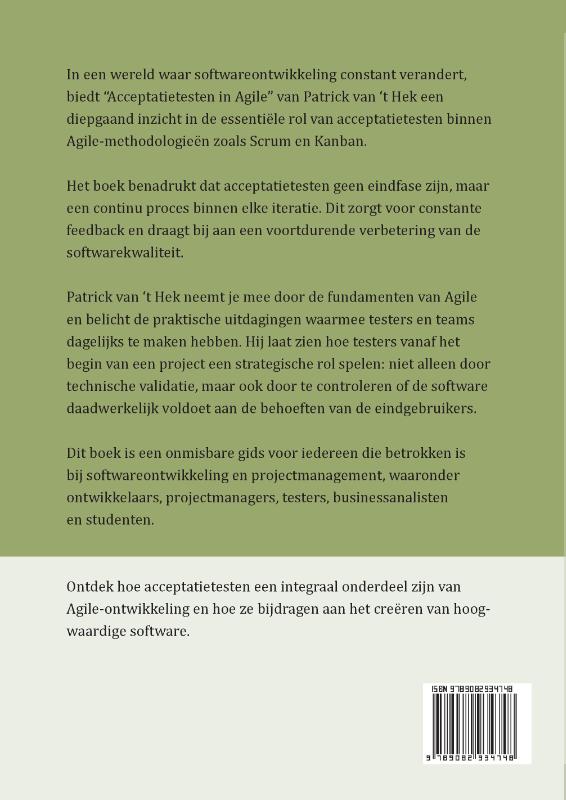 Achterkant van Acceptatietesten in Agile