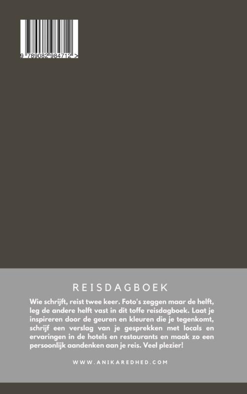 Achterkant van Reisdagboek