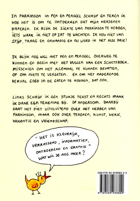 Achterkant van Parkinson in pen en penseel
