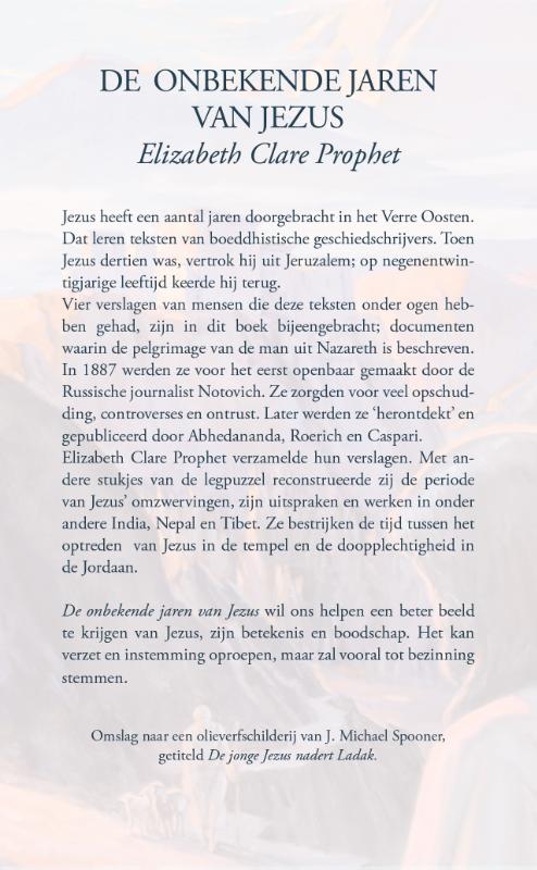 Achterkant van De Onbekende Jaren van Jezus