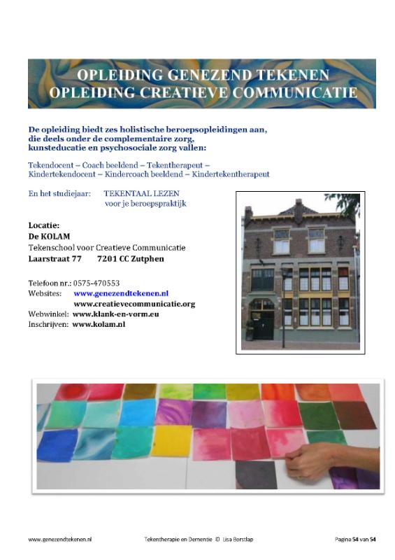Achterkant van Tekentherapie en dementie
