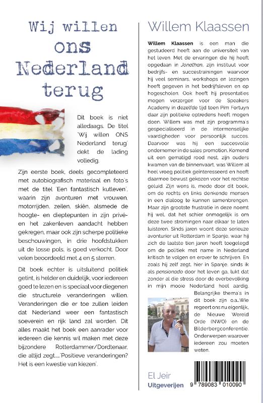 Achterkant van Wij willen ons Nederland terug