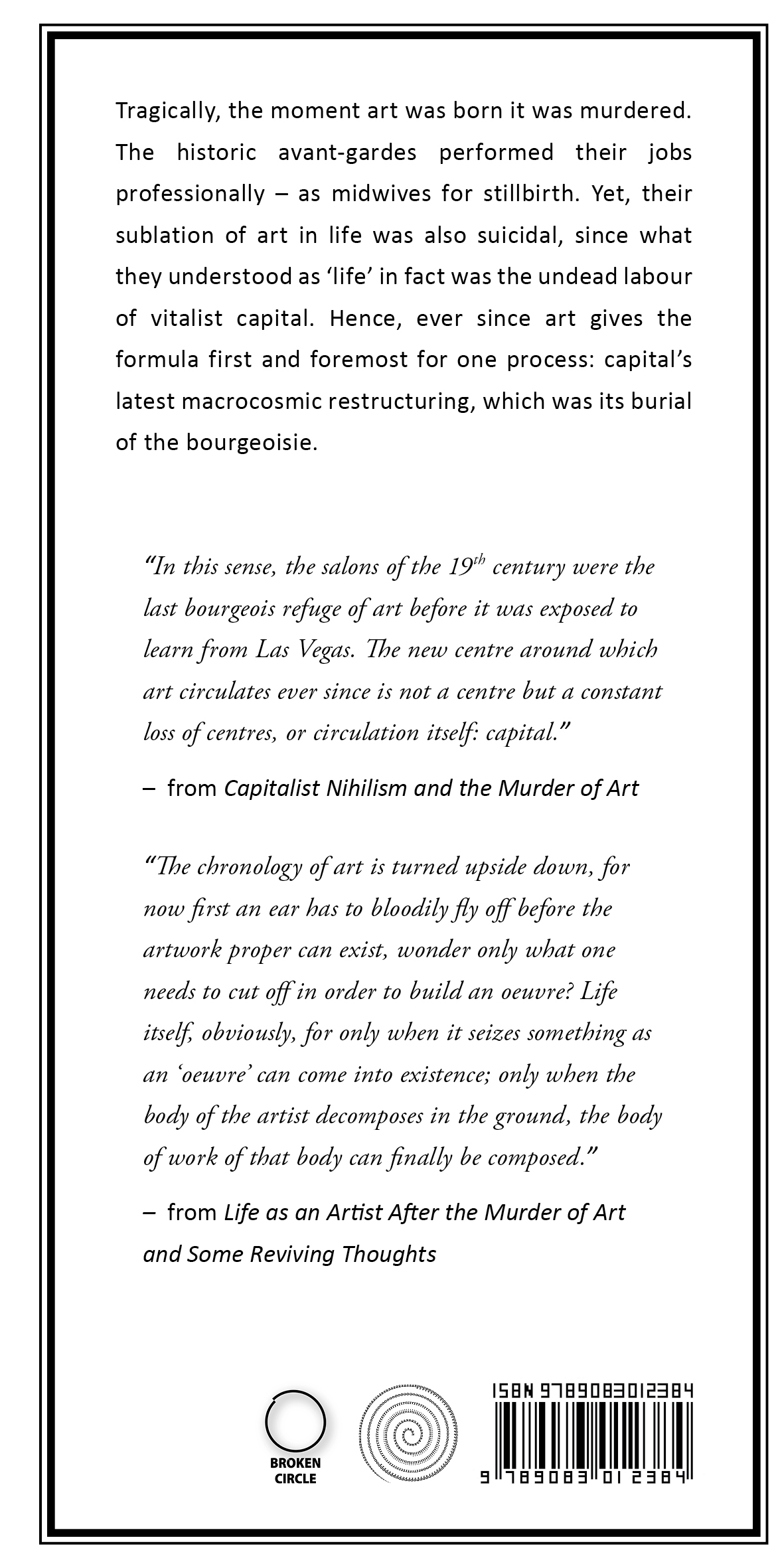 Achterkant van Capitalist Nihilism and the Murder of Art