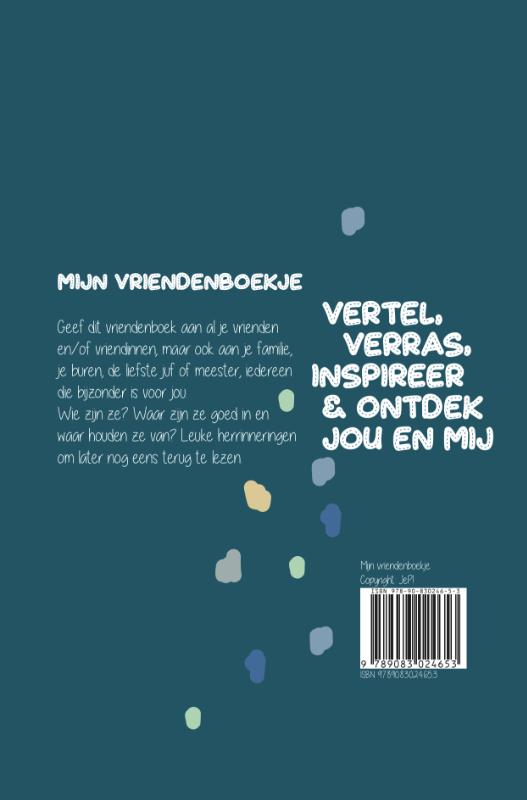 Achterkant van Vriendenboekje jongen