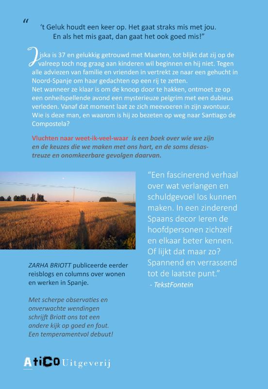 Achterkant van Vluchten naar weet-ik-veel-waar