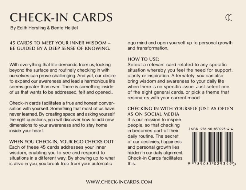 Achterkant van Check-in Cards