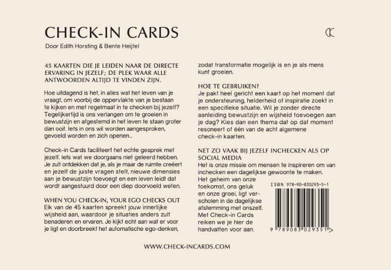Achterkant van Check-in Cards