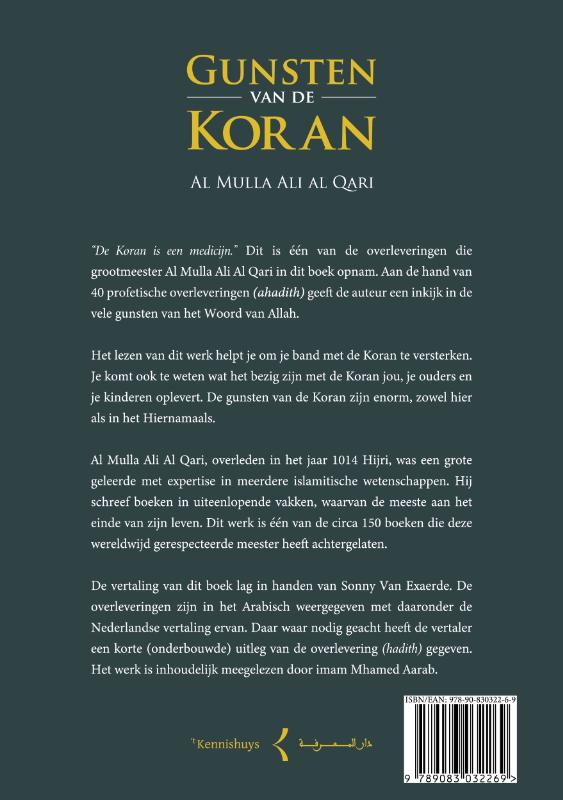 Achterkant van Gunsten van de Koran