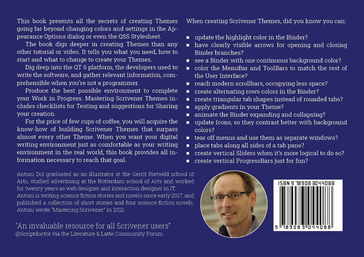 Achterkant van Mastering Scrivener Themes