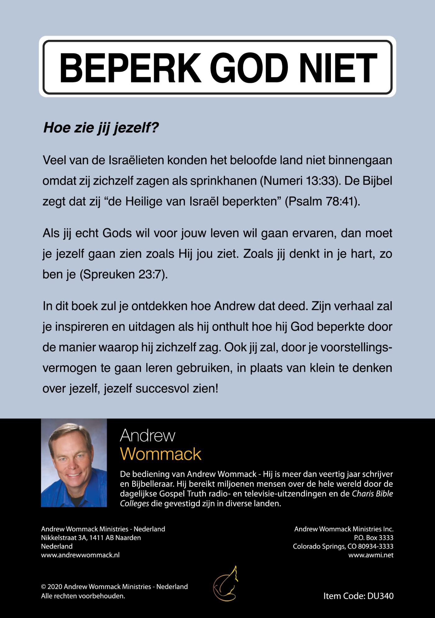 Achterkant van Beperk God niet