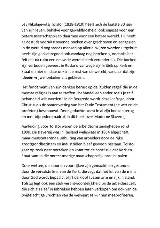 Achterkant van Moderne Slavernij