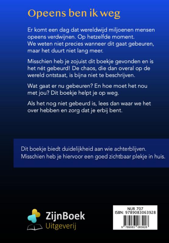 Achterkant van Opeens ben ik weg