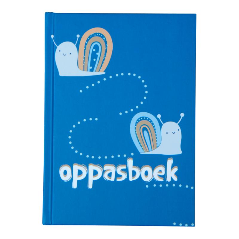 Achterkant van Oppasboek indigo