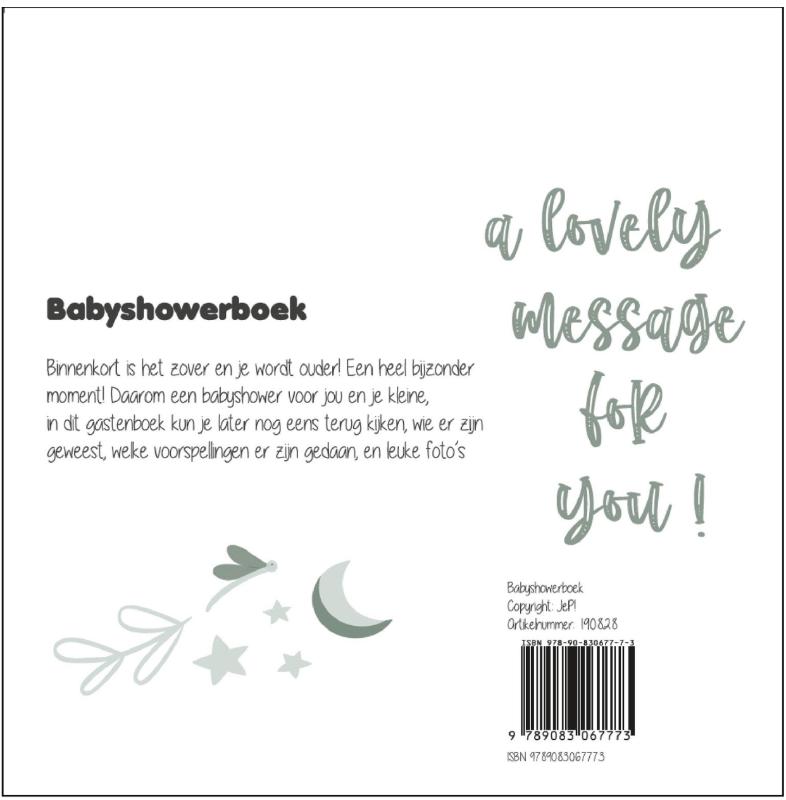 Achterkant van Babyshowerboek