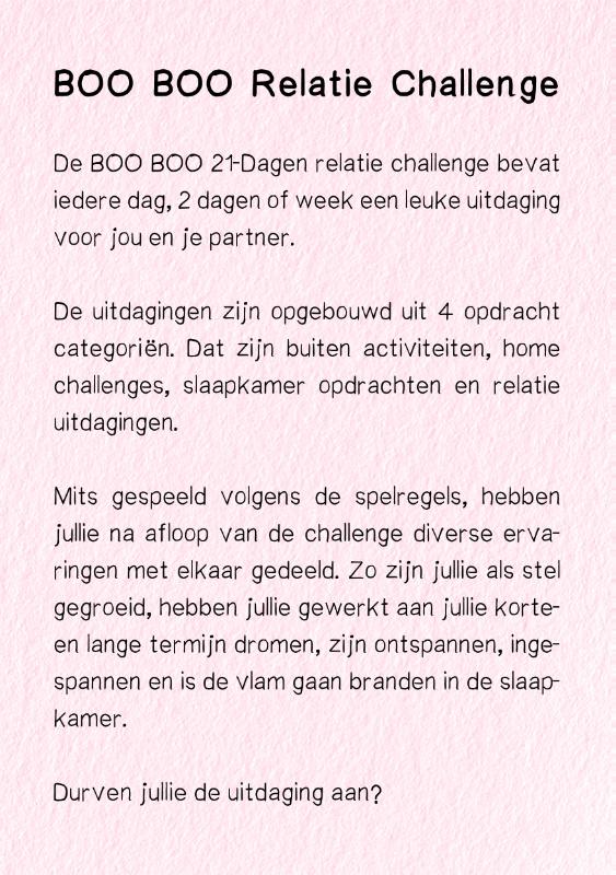 Achterkant van BOO BOO 21-Dagen Relatie Challenge