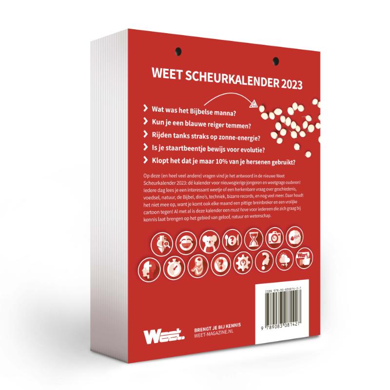 Achterkant van Weet Scheurkalender 2023