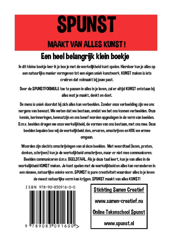 Achterkant van SPUNST Maakt van alles kunst!