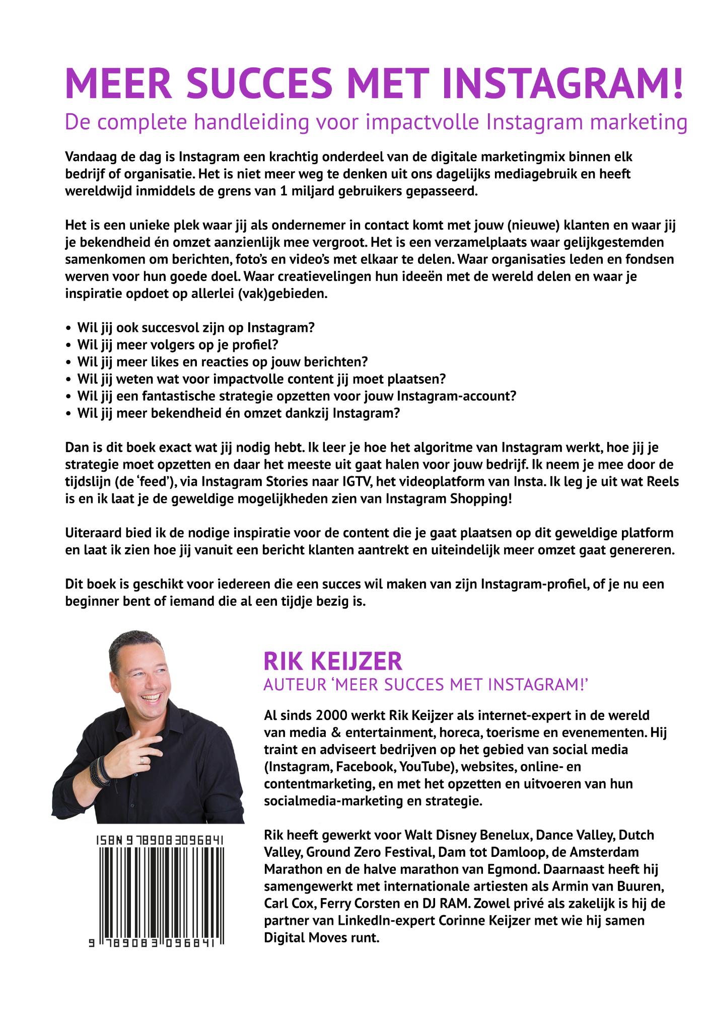 Achterkant van Meer succes met Instagram!