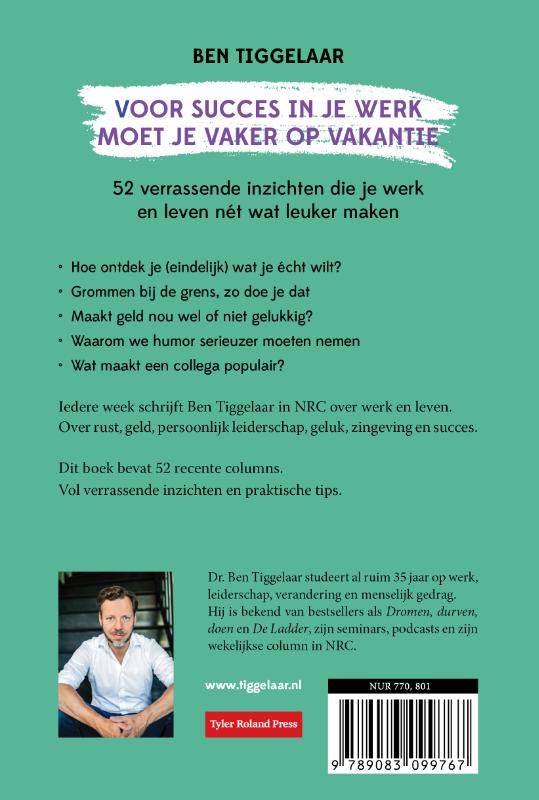 Achterkant van Voor succes in je werk moet je vaker op vakantie