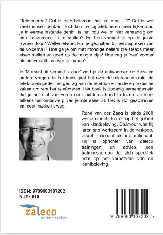 Achterkant van Moment, ik verbind u door