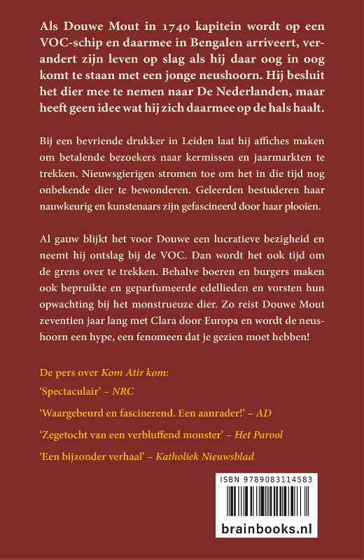Achterkant van Clara, de eerste neushoorn in Nederland