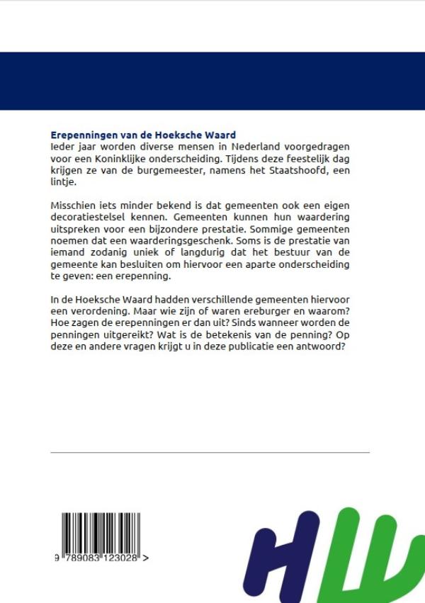 Achterkant van Erepenningen van de Hoeksche Waard