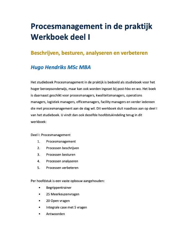 Achterkant van Procesmanagement in de praktijk - Werkboek deel 1