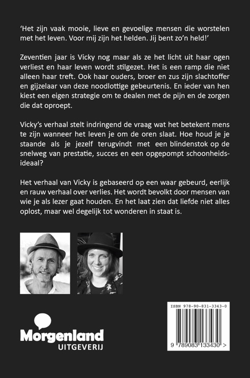 Achterkant van Met een blindenstok op de snelweg