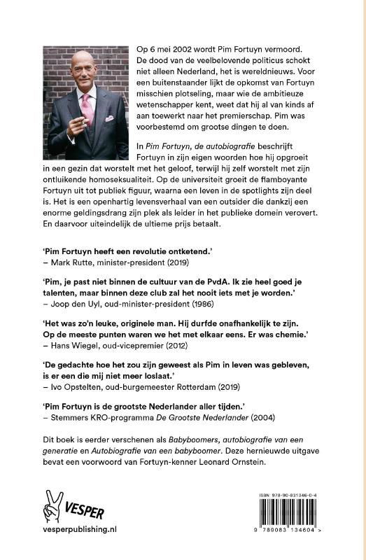 Achterkant van Pim Fortuyn, de autobiografie